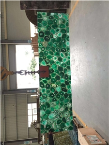 backlit agate gemstone wall slab green semiprecious tile